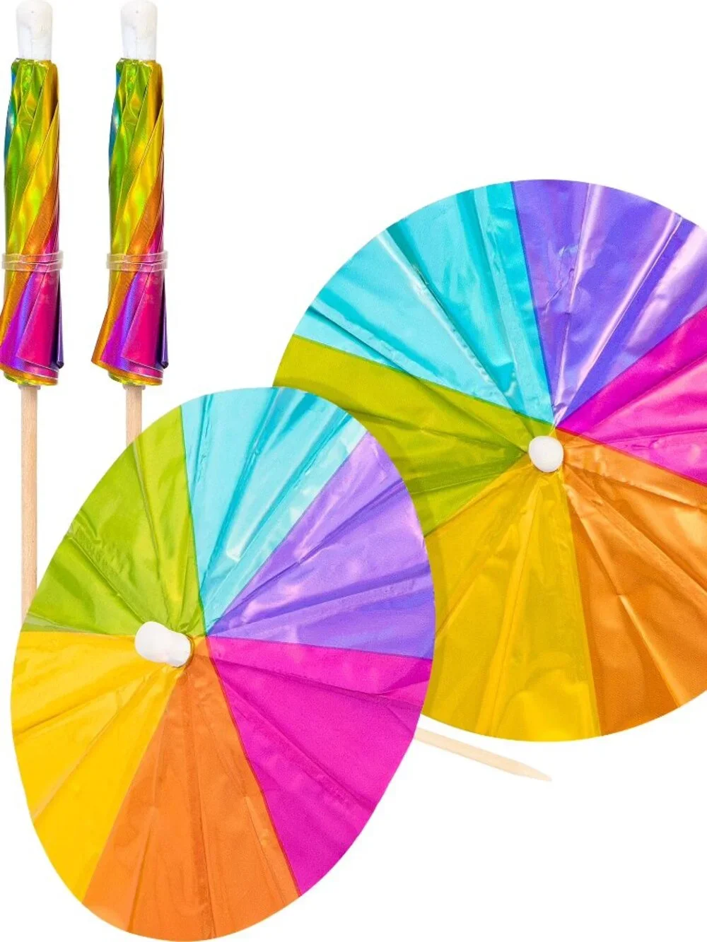 Lot of 2 Rainbow Umbrella Picks 25ct ea 3.5
